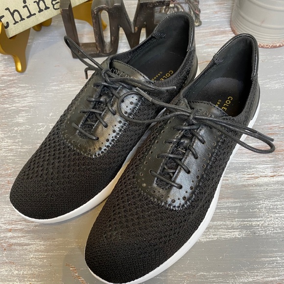 Cole Haan Ella 2 black and white grand knit lace up sneakers size 8.5B - Picture 9 of 11